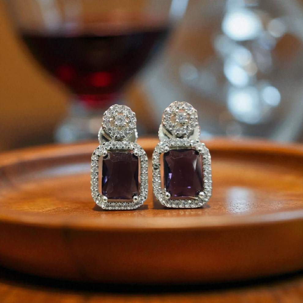 Pair of purple gemstone earrings