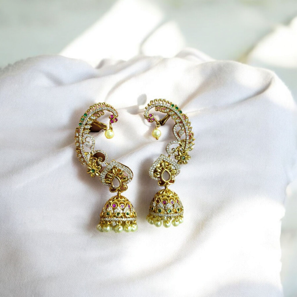 American Diamond Jhumka Earrings