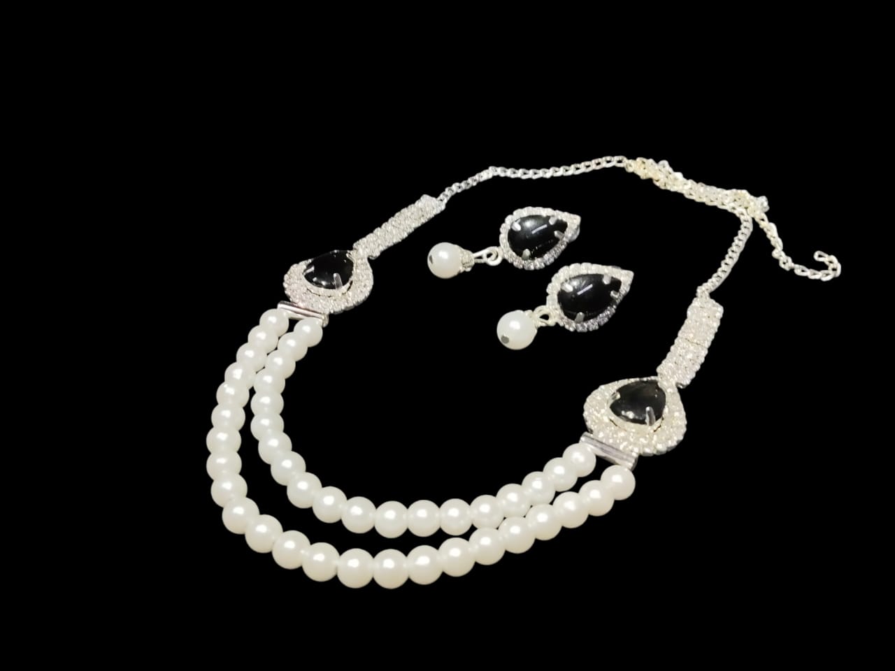 Pearl Beads Necklace Set(Black)