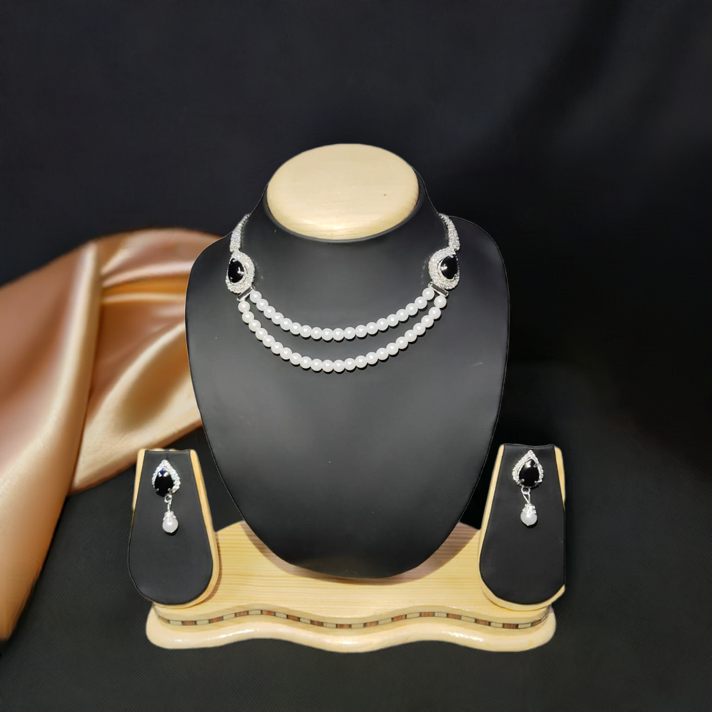 Pearl Beads Necklace Set(Black)