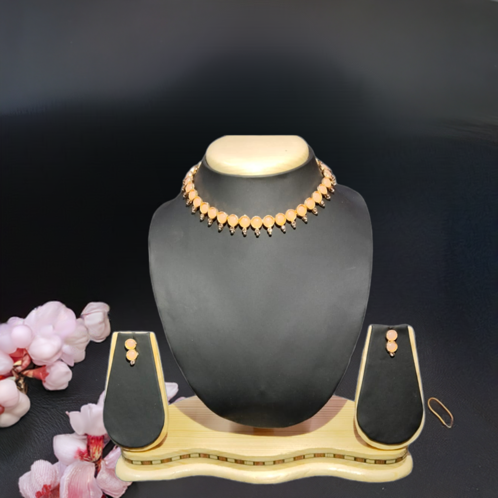 Peach Colour Copper Plated Necklace Set