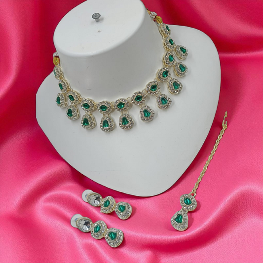 Elegant Choker Jewellery Set - Green