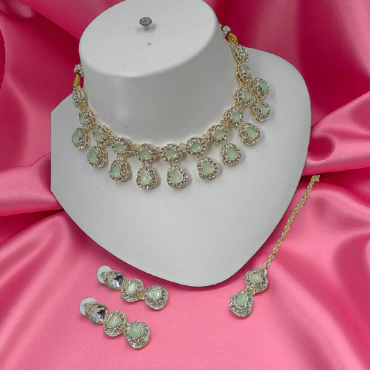 Elegant Choker Jewellery Set - Seagreen