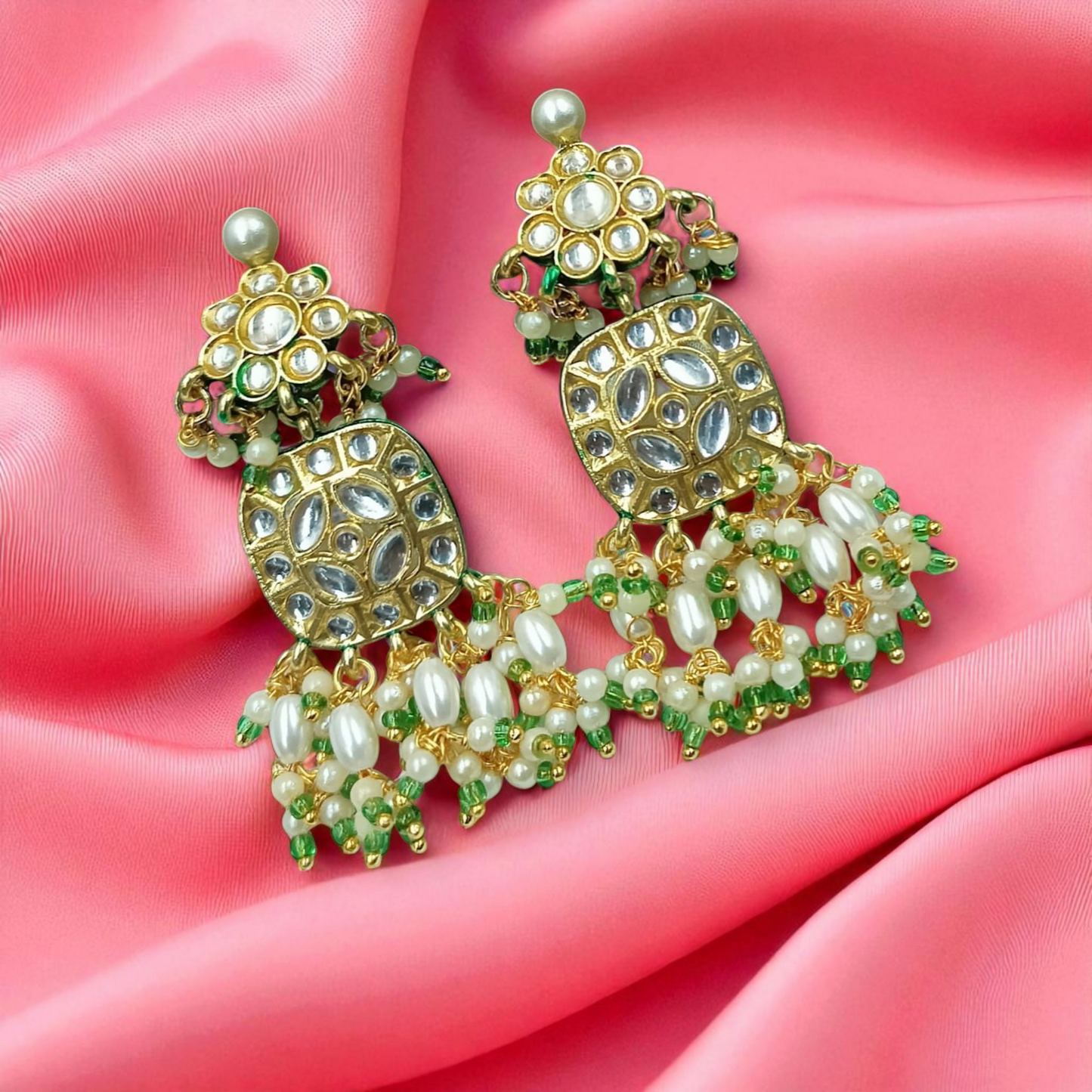 Gold Plated Studded Drop & Dangle Earrings