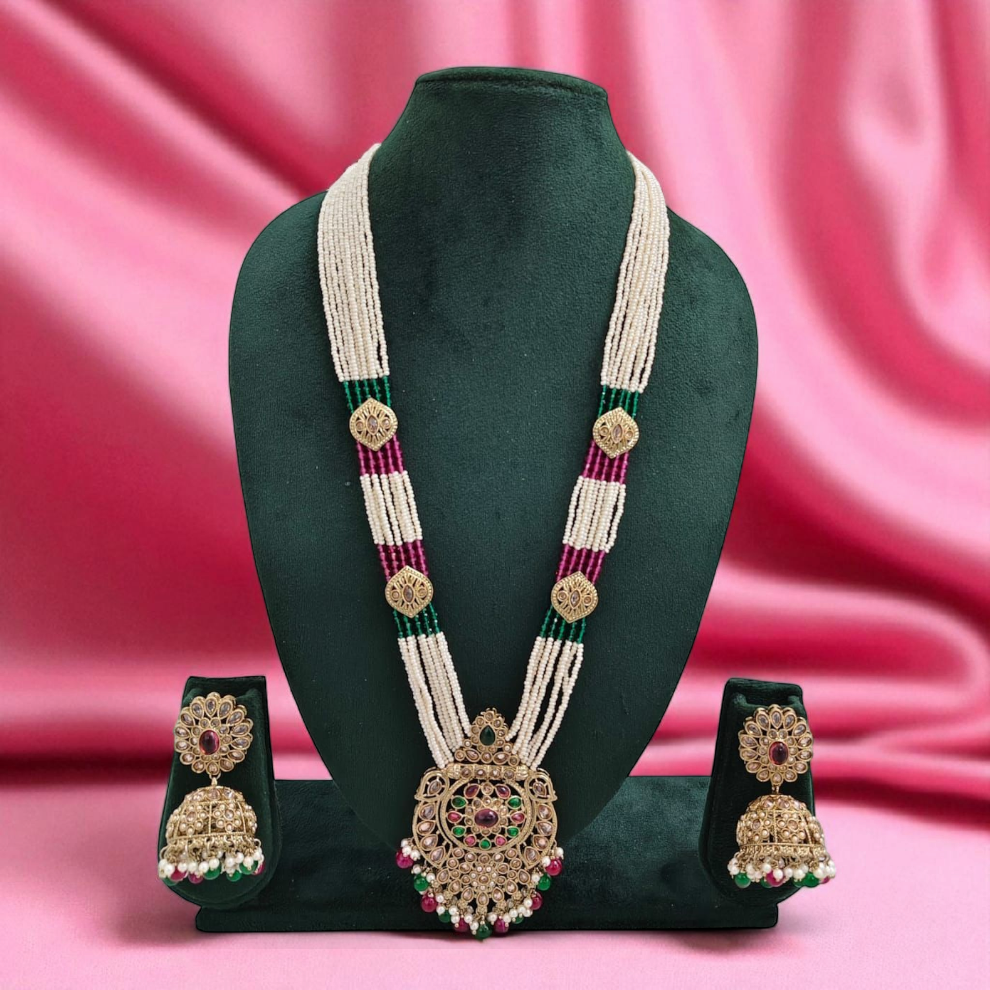 Handcrafted Long Necklace with Earrings Set