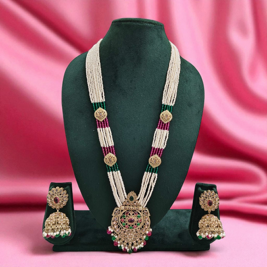 Handcrafted Long Necklace with Earrings Set