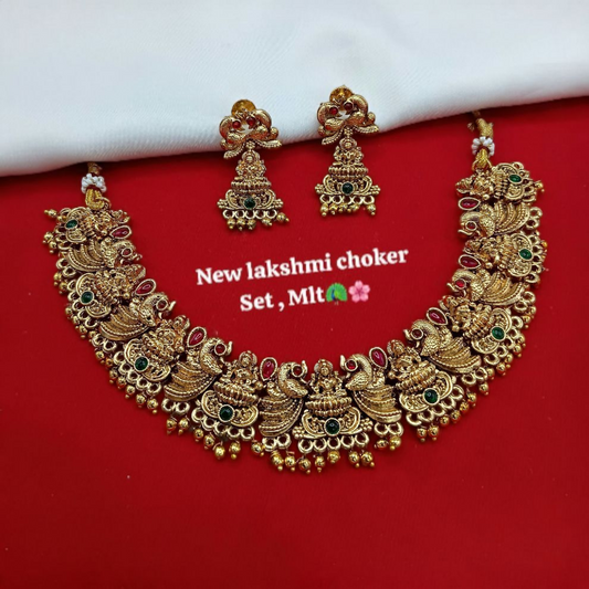 Peacock & Radhakrishna Design Temple Jewellery Set