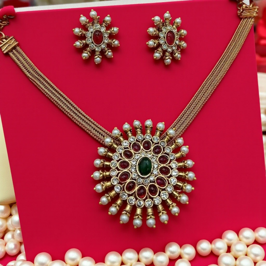Temple-Inspired Kundan Necklace Set