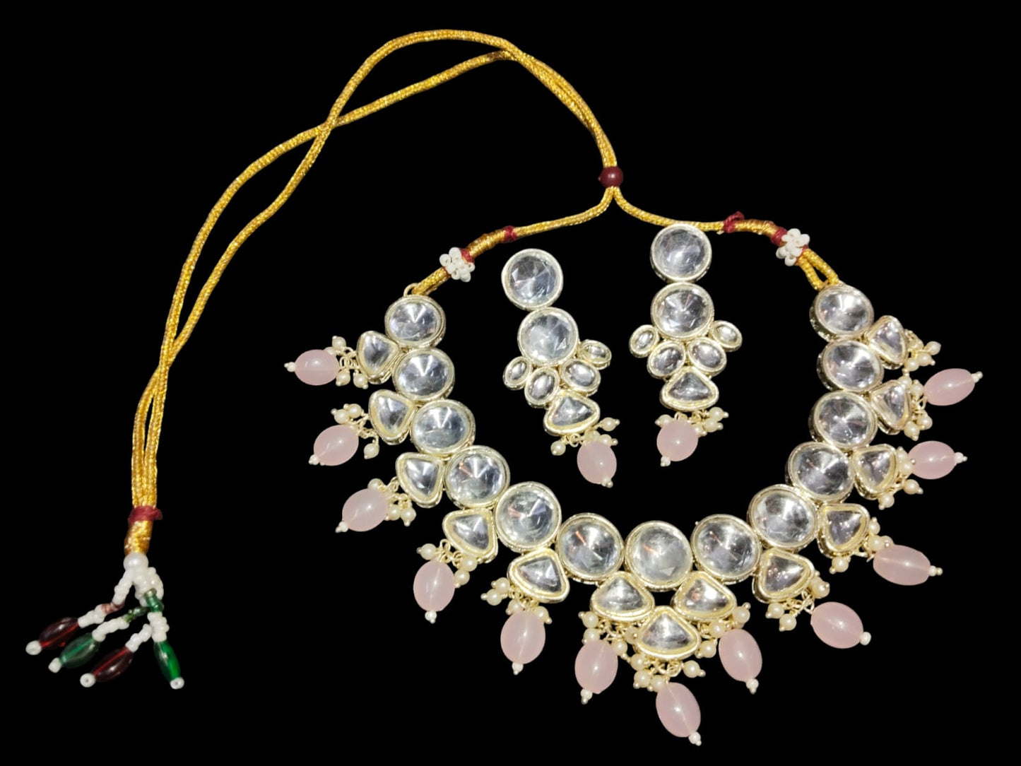Alloy Gold-plated Pink Jewel Set