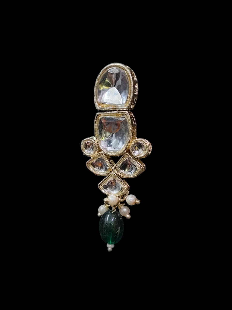 Dark Green Kundan Necklace Jewellery Set