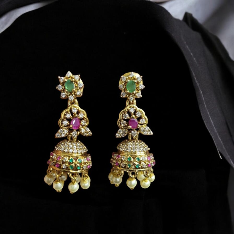 Gold Plated American Diamond Earrings