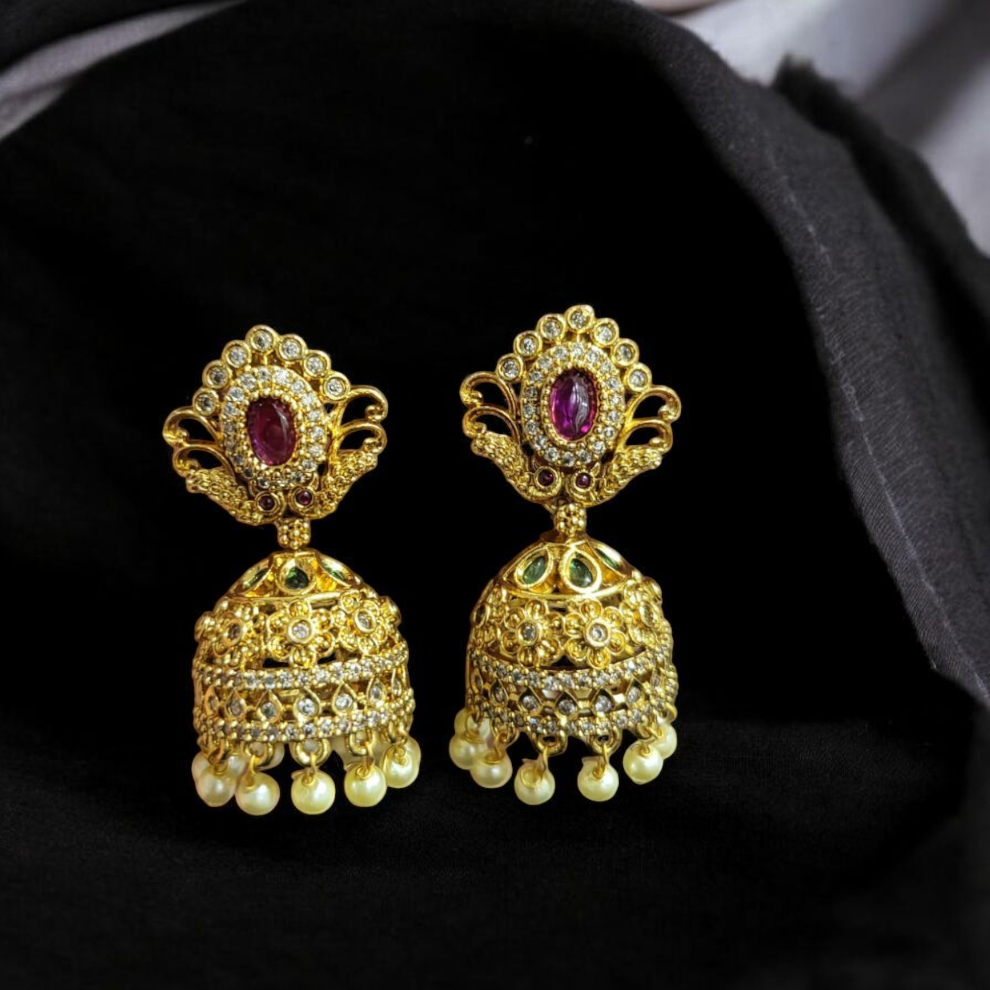 Gold Plated American Diamond Earrings