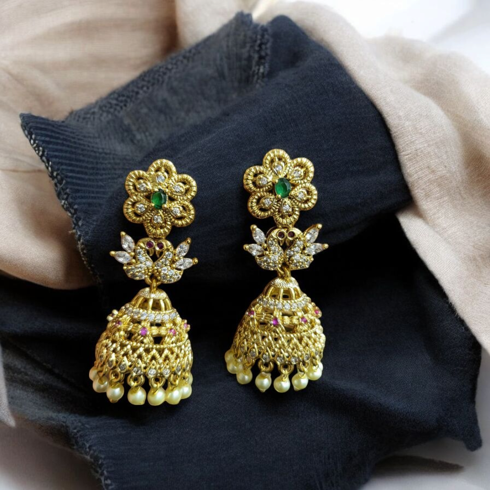 Gold Plated American Diamond Earrings