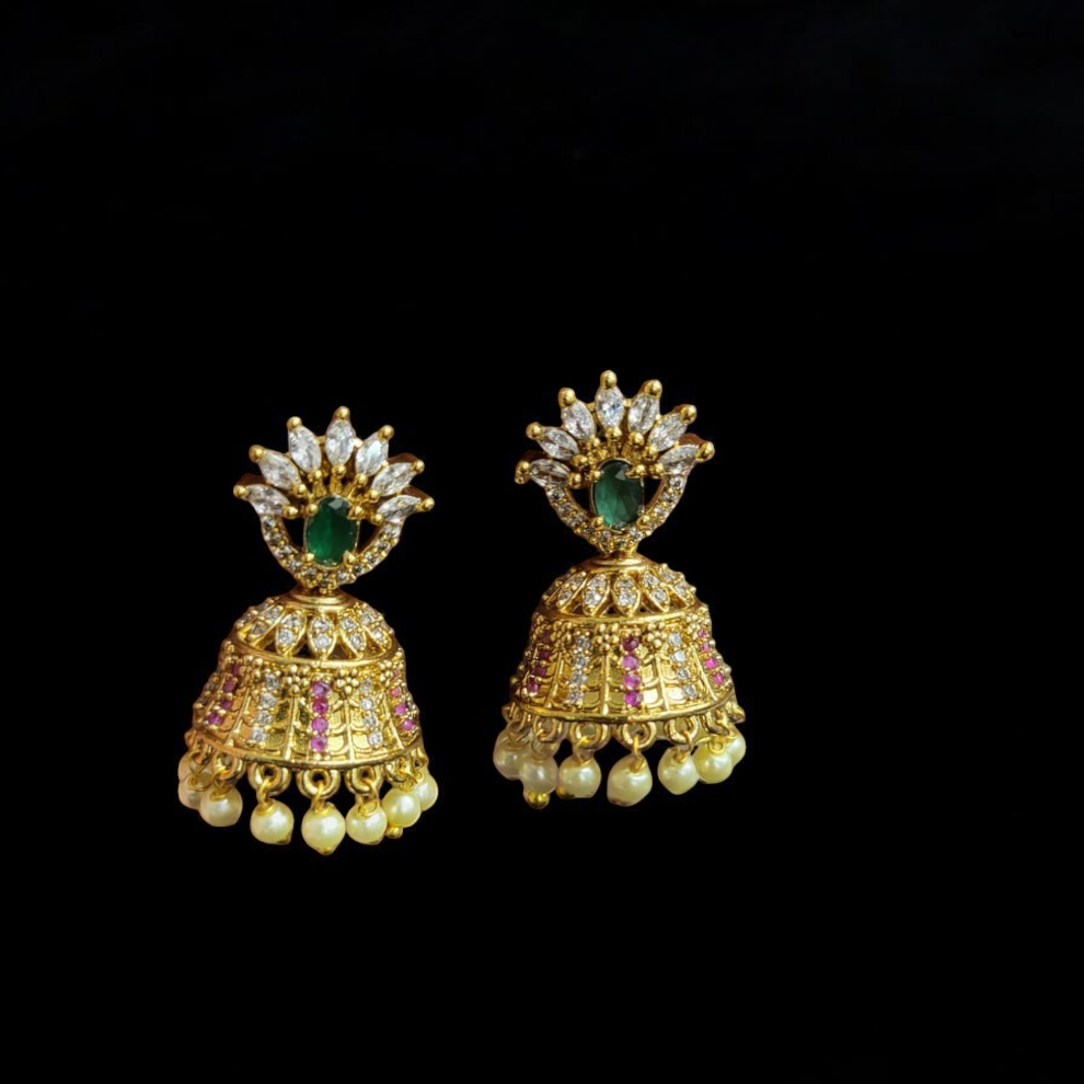 Gold Plated American Diamond Earrings
