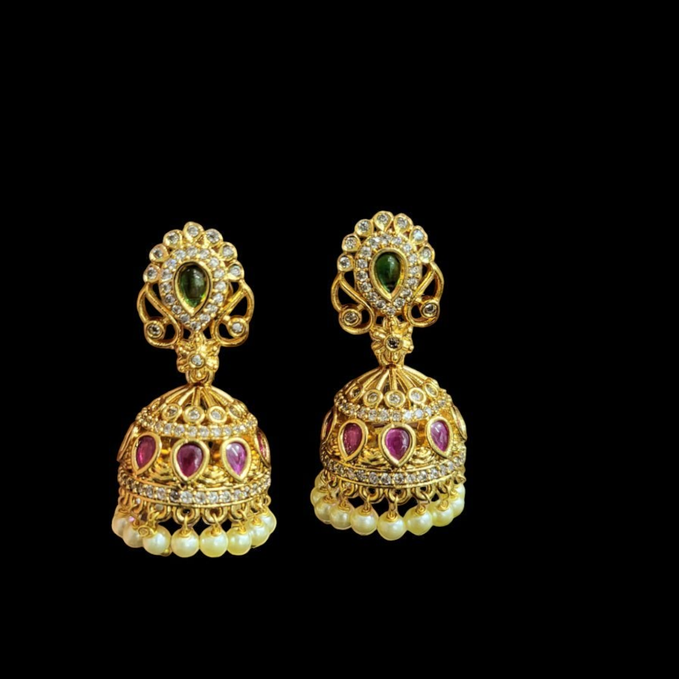Gold Plated American Diamond Earrings