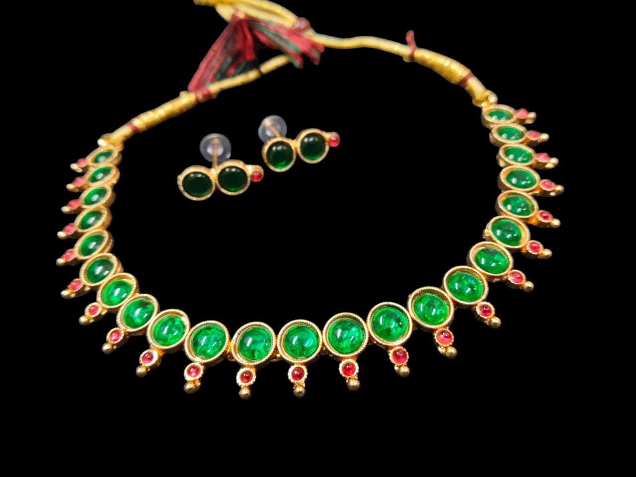 Green Colour Copper Plated Necklace Set