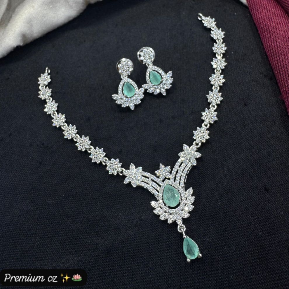 Gorgeous Party Wear American Diamond Necklace & Earrings Set