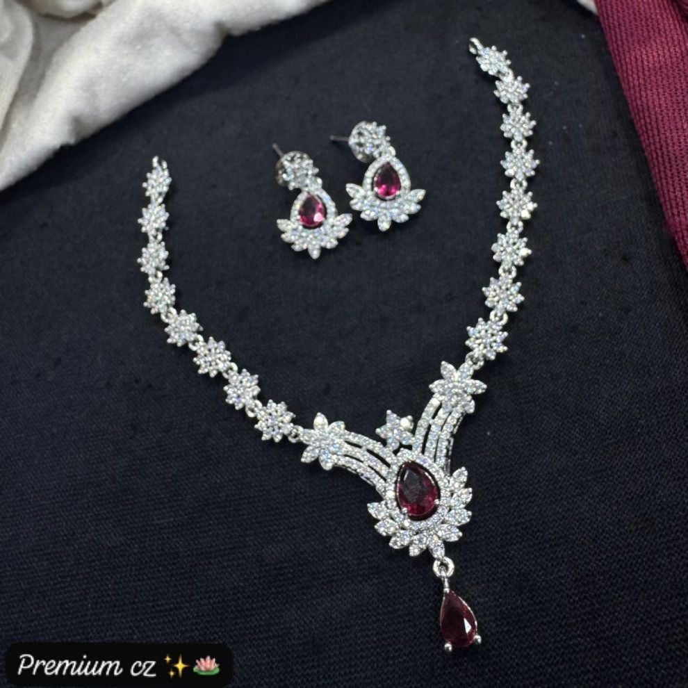 Gorgeous Party Wear American Diamond Necklace & Earrings Set
