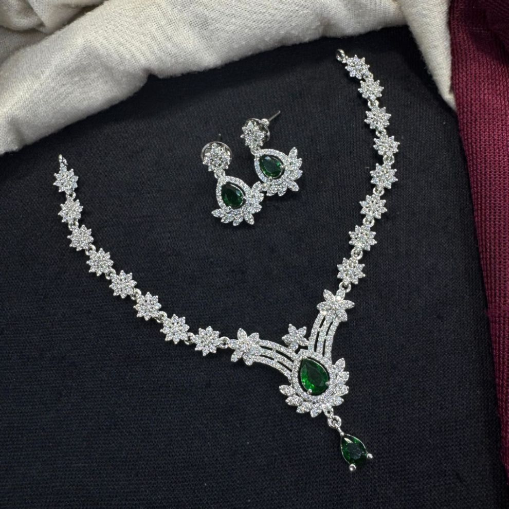 Gorgeous Party Wear American Diamond Necklace & Earrings Set