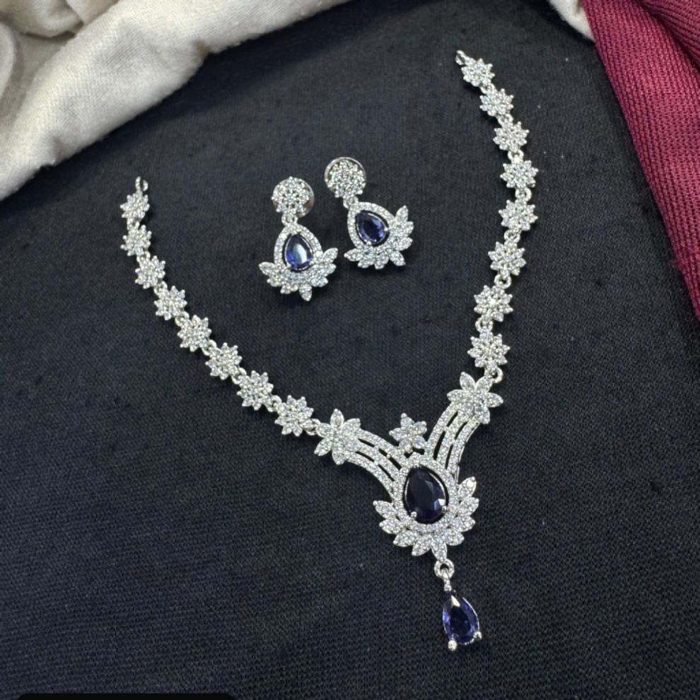 Gorgeous Party Wear American Diamond Necklace & Earrings Set