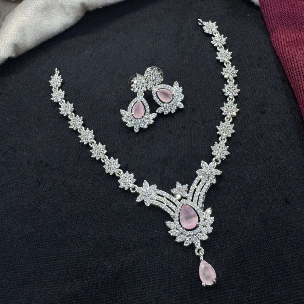 Gorgeous Party Wear American Diamond Necklace & Earrings Set