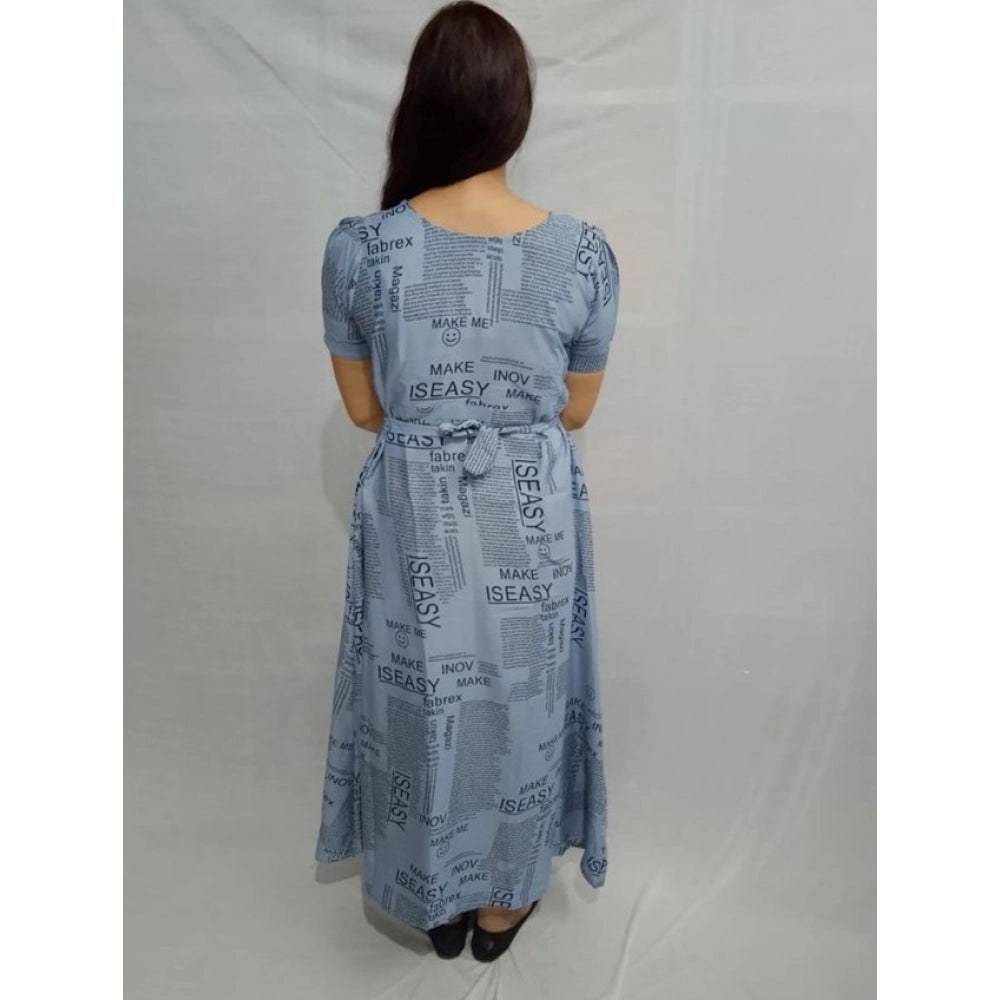 Generic Women's Casual Crepe Half Sleeves Dress (Grey)