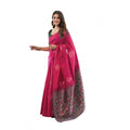 Generic Women's Soft Lichi Silk Printed Saree With Unstitched Blouse 5.5Mtr (Pink)