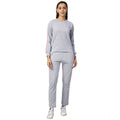 Generic Women's Cotton Solid Long Sleeves Tracksuit (Light Grey - Pink)