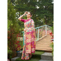 Generic Women's Faux_Tussar Kalamkari_Print Saree With Unstitched Blouse 5.5Mtr (Pink)