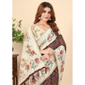 Generic Women's Chanderi Floral Printed Saree With Unstitched Blouse 5.5Mtr (Maroon)