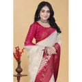 Generic Women's Cotton Blend Checkered Saree With Unstitched Blouse 5.5Mtr (Multicolor)