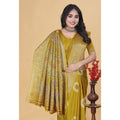 Generic Women's Art Silk Printed Saree With Unstitched Blouse 5.5Mtr (Mustard)