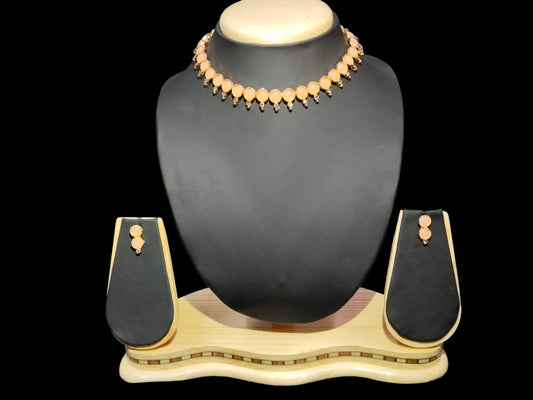 Peach Colour Copper Plated Necklace Set