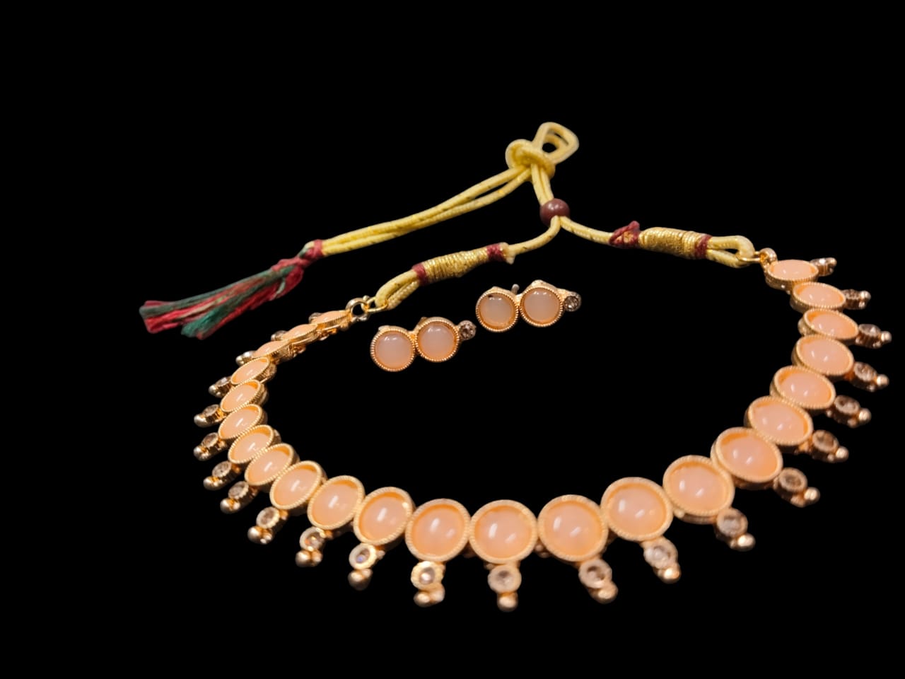 Peach Colour Copper Plated Necklace Set