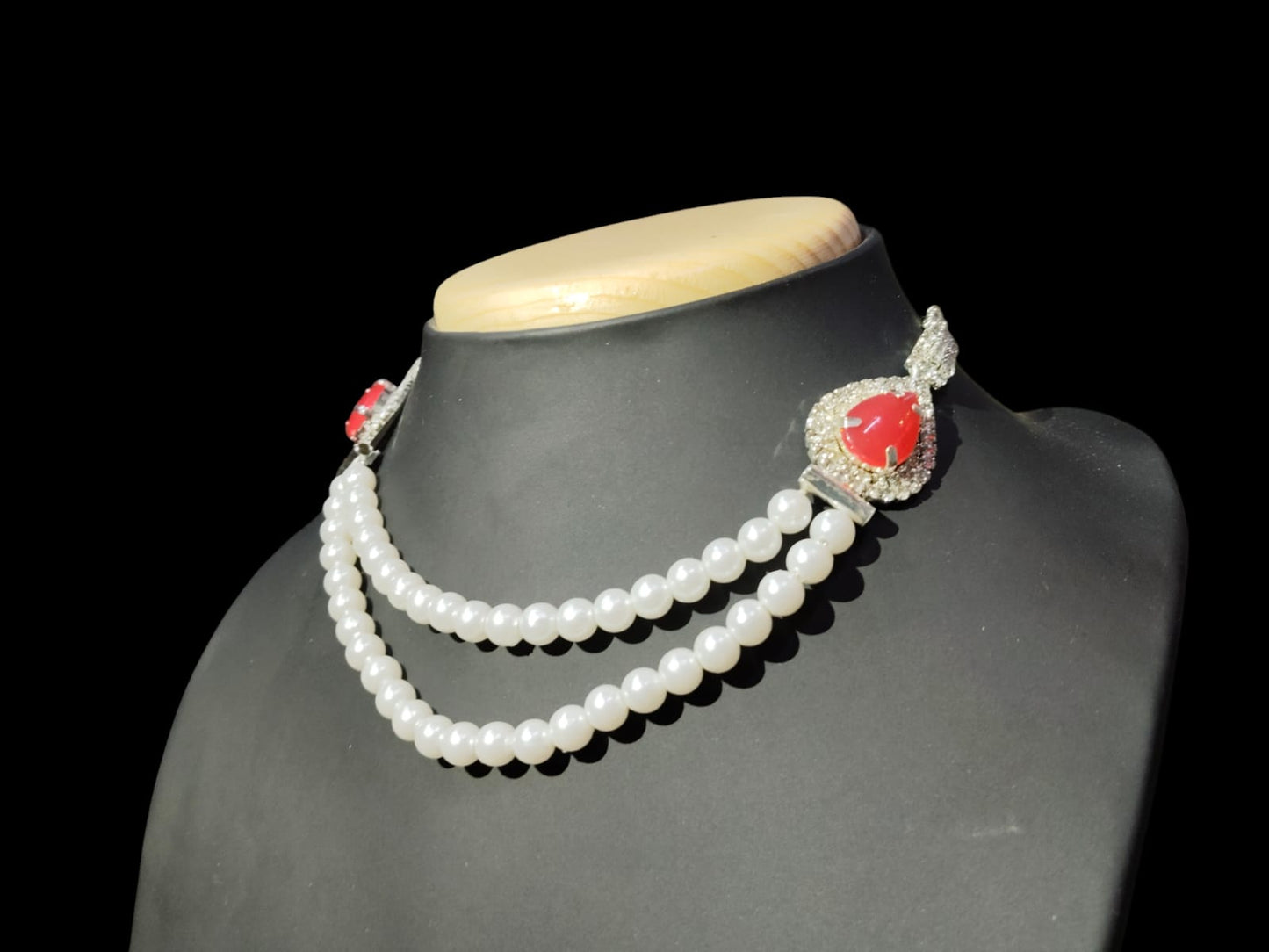 Pearl Beads Necklace(Red)