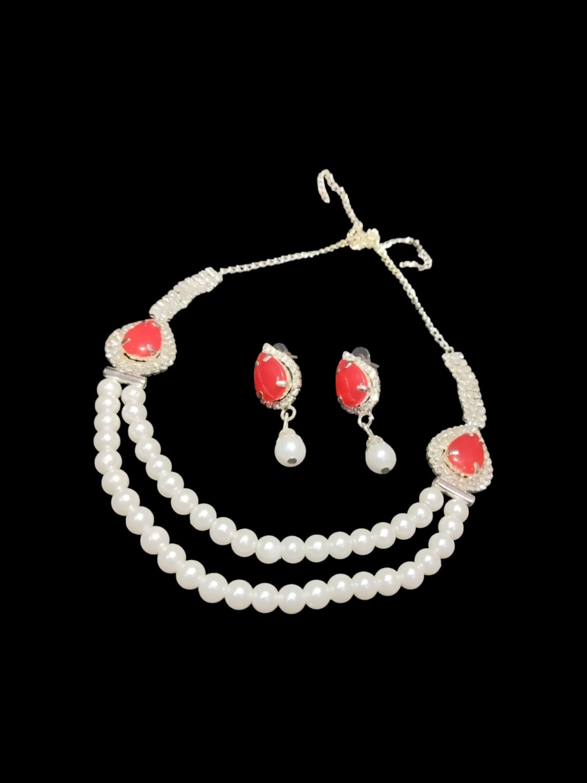 Pearl Beads Necklace(Red)