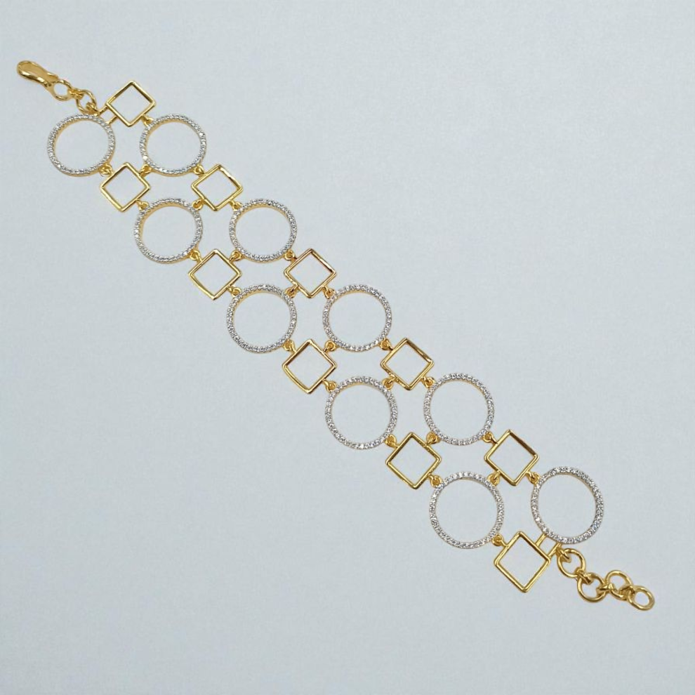 Statement Gold Bracelet with American Diamonds
