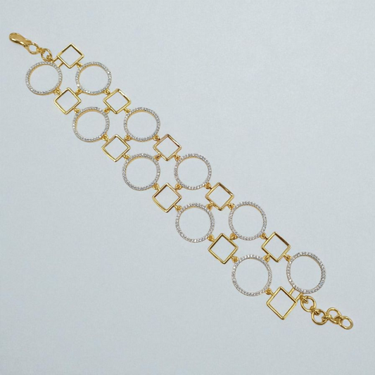Statement Gold Bracelet with American Diamonds