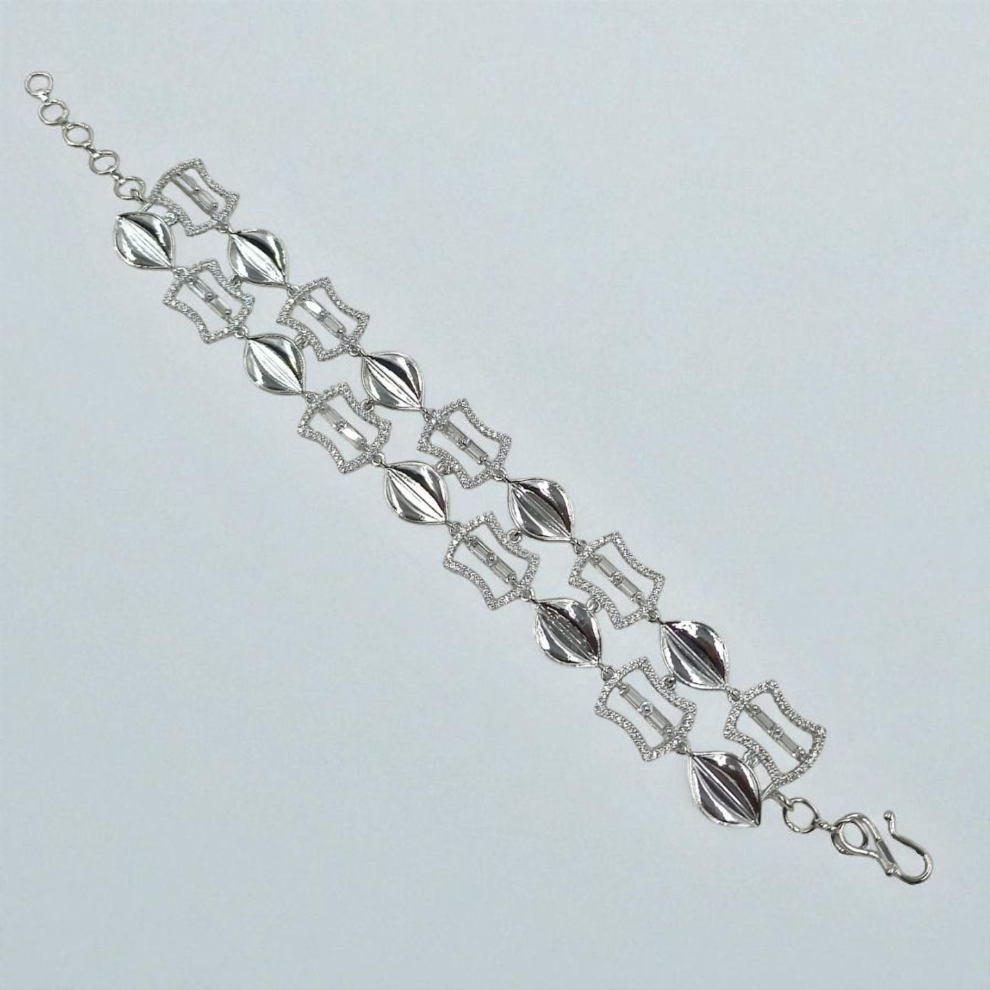 Chic Silver AD Bracelet with Unique Shapes