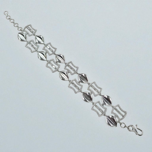 Chic Silver AD Bracelet with Unique Shapes