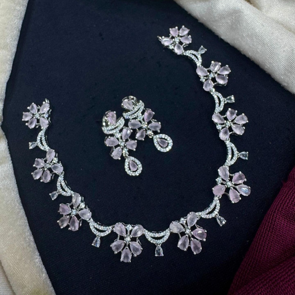 Elegant Floral Necklace and Earring Set