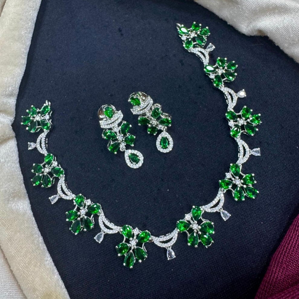 Elegant Floral Necklace and Earring Set