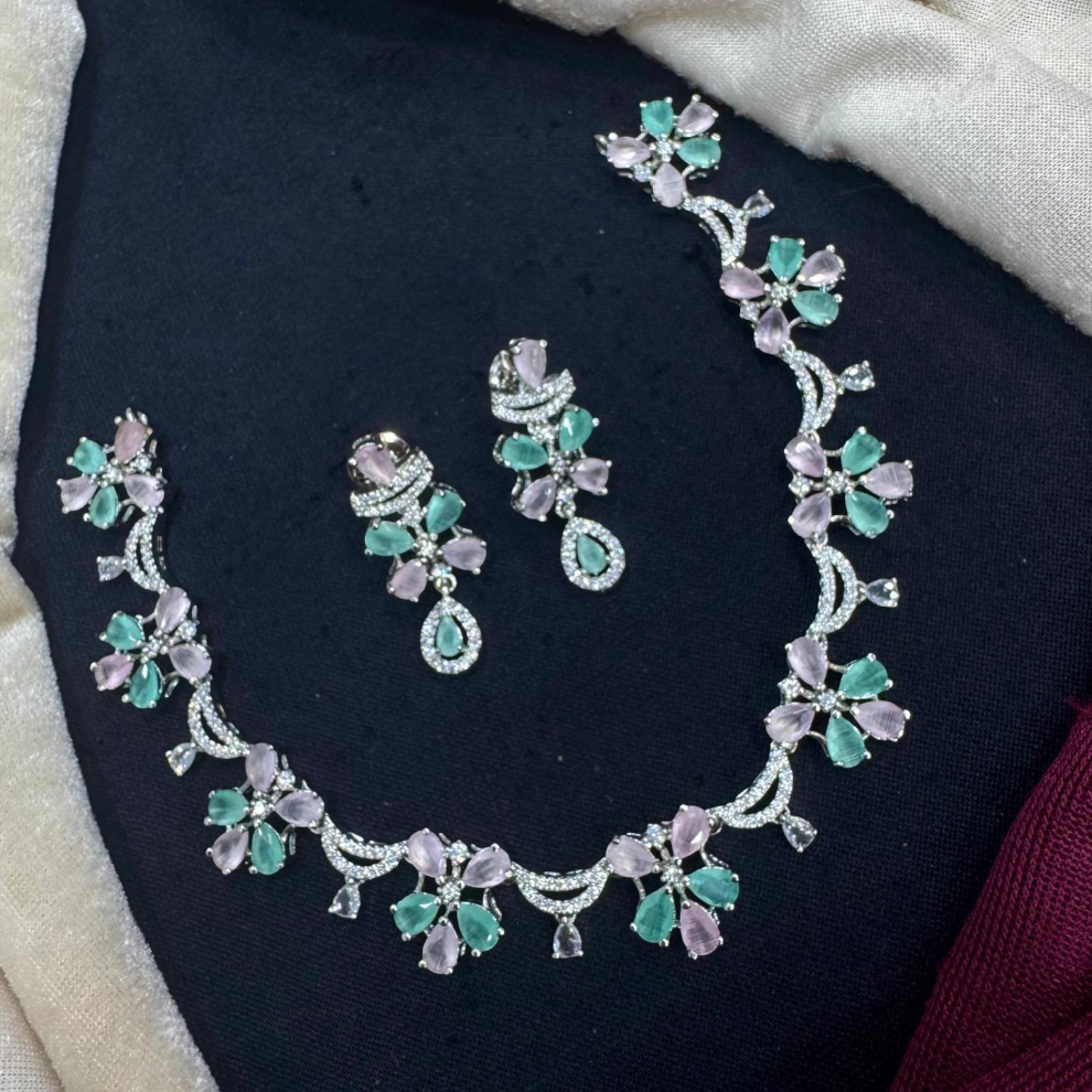 Elegant Floral Necklace and Earring Set
