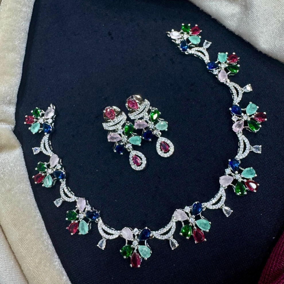 Elegant Floral Necklace and Earring Set