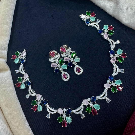 Elegant Floral Necklace and Earring Set
