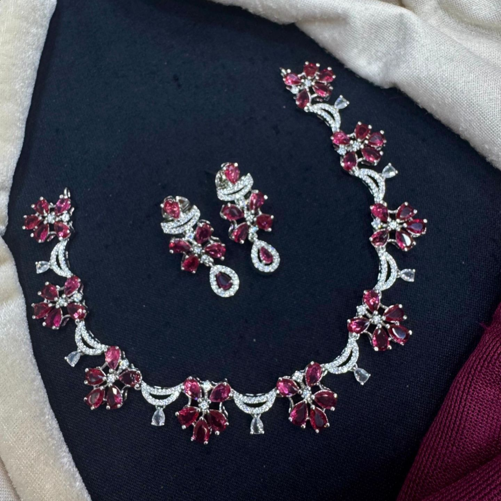 Elegant Floral Necklace and Earring Set