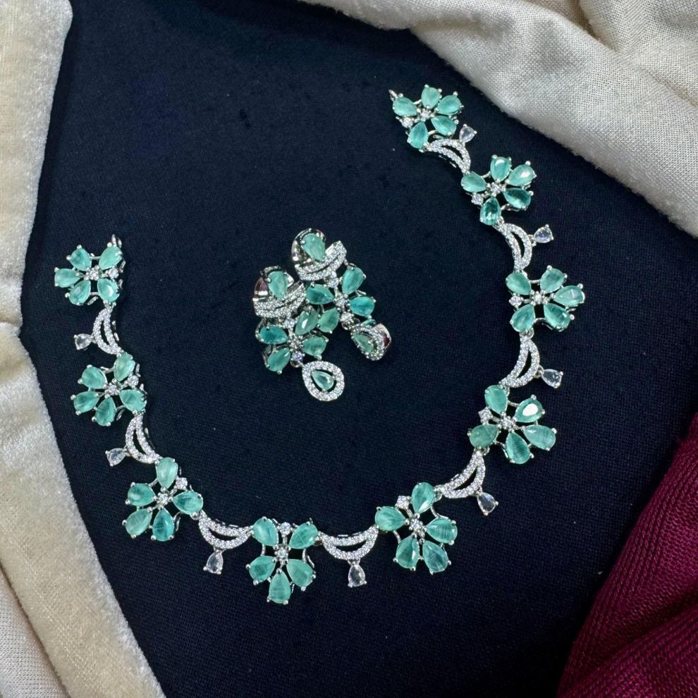 Elegant Floral Necklace and Earring Set
