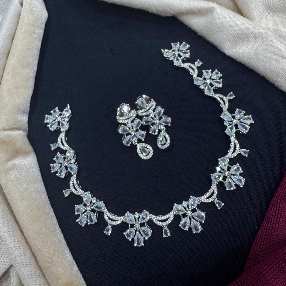 Elegant Floral Necklace and Earring Set