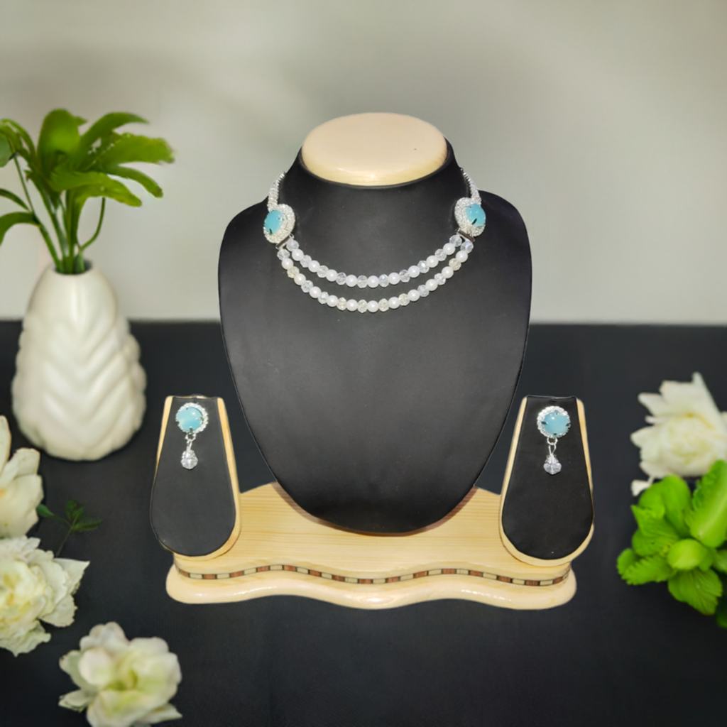 Pearl Beads Necklace(Blue)