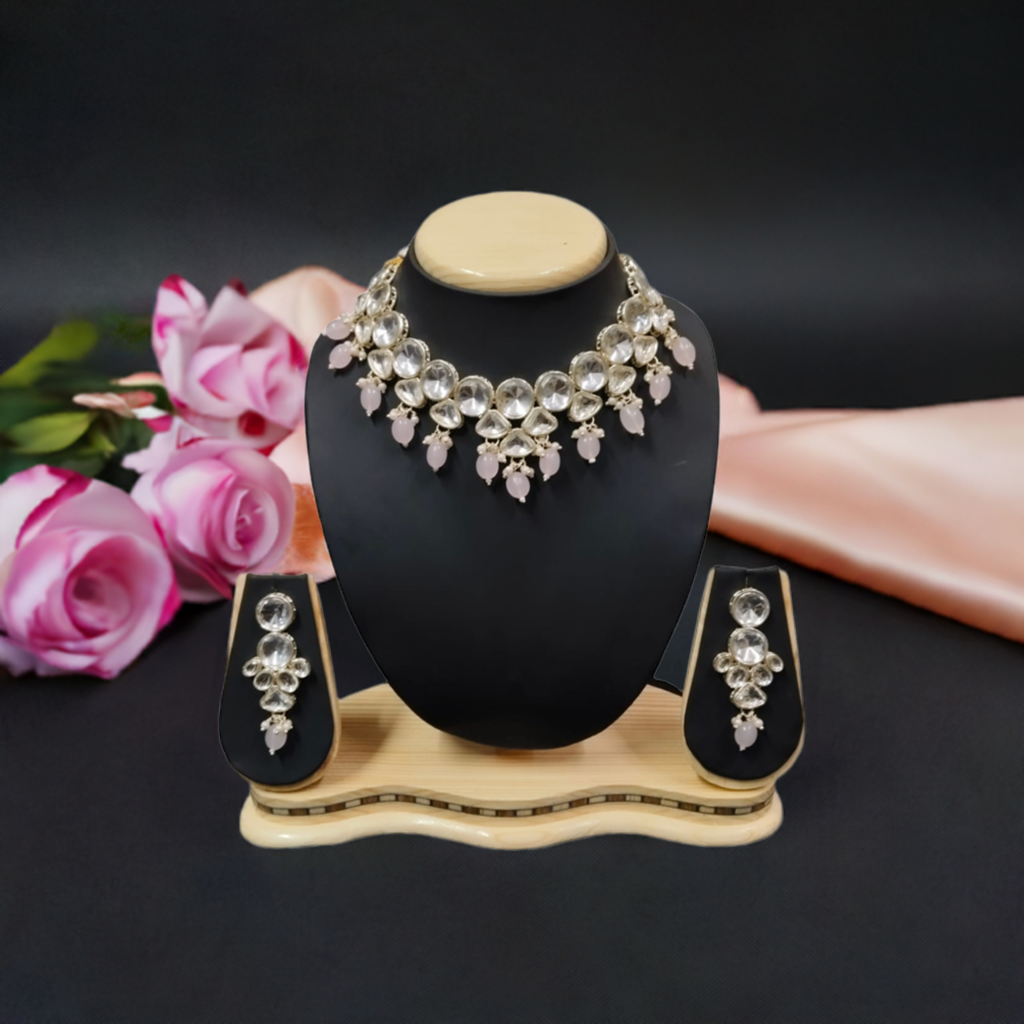 Alloy Gold-plated Pink Jewel Set